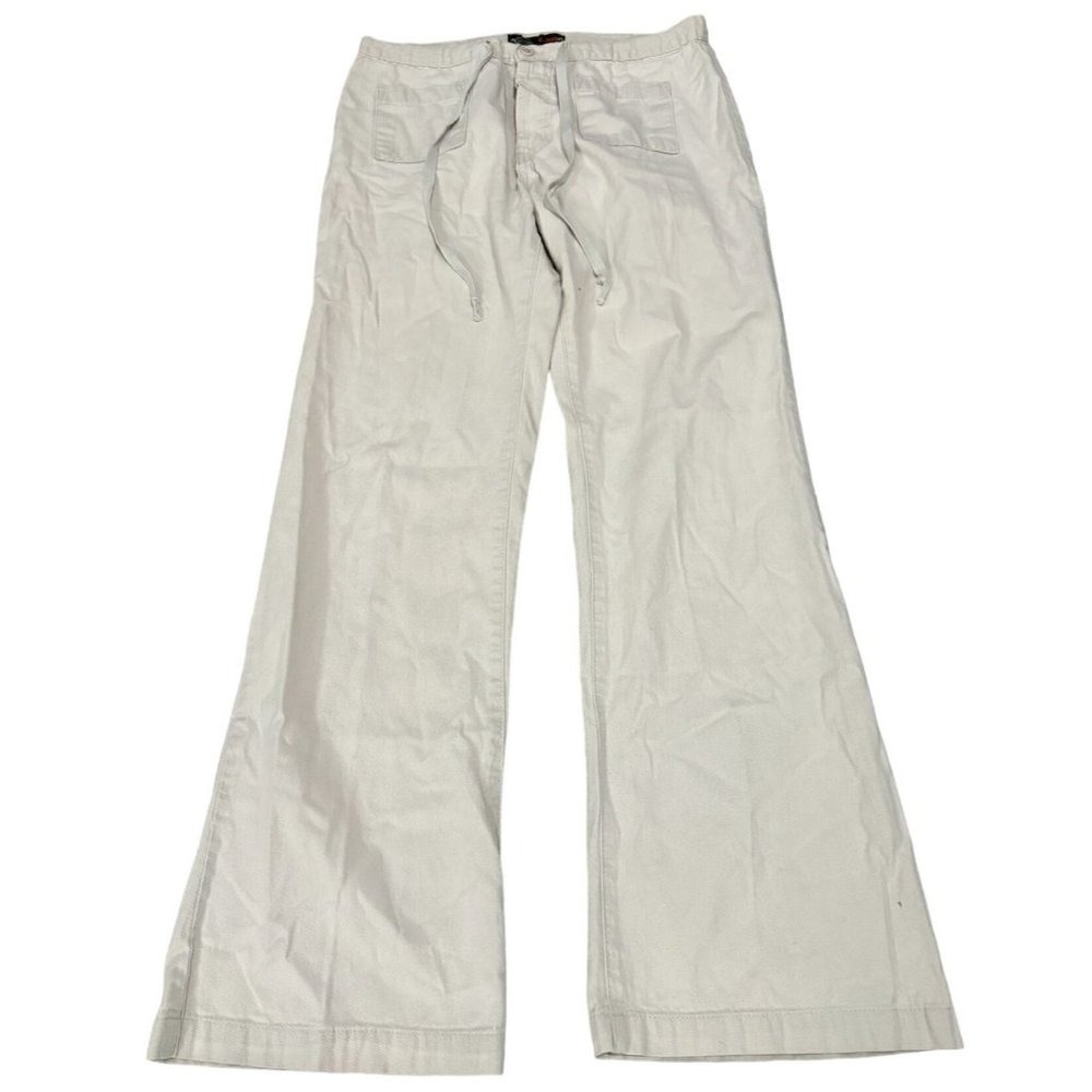 Vintage‎ It Jeans Khaki Wide Leg Pants Y2K Drawstring Flare Gorpcore Tan Sz 7 e2